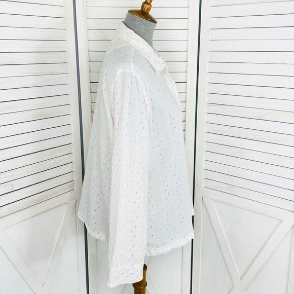 Victoria’s Secret Embroidered Neon Print Pajama Shirt White Multi Large - Picture 3 of 12